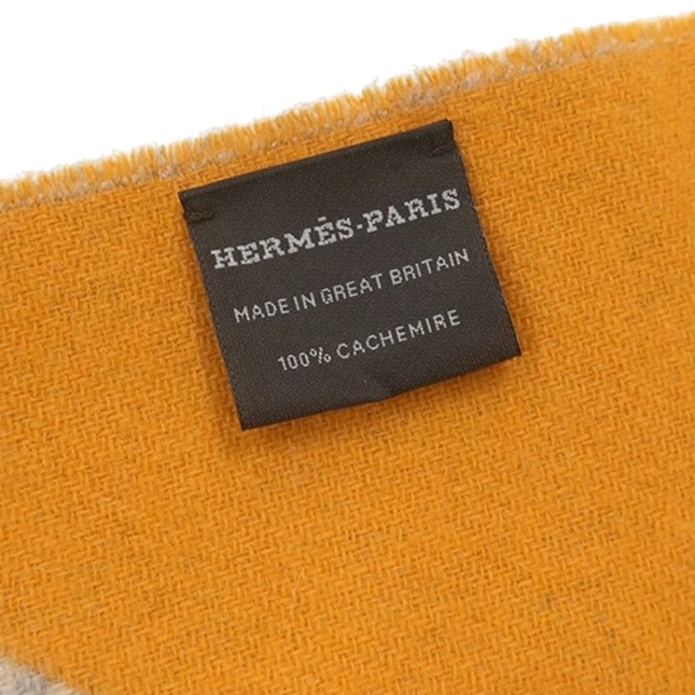 *BRAND New In Box * Hermés La Maison Cashmere Kazak Vagh Gold & Tan Wave Scarf - Picture 4 of 7